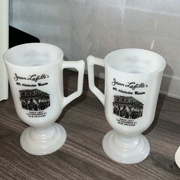 VINTAGE MILKGLASS iean lafitte's old absinthe house irish coffee cup mug - Picture 2 of 3
